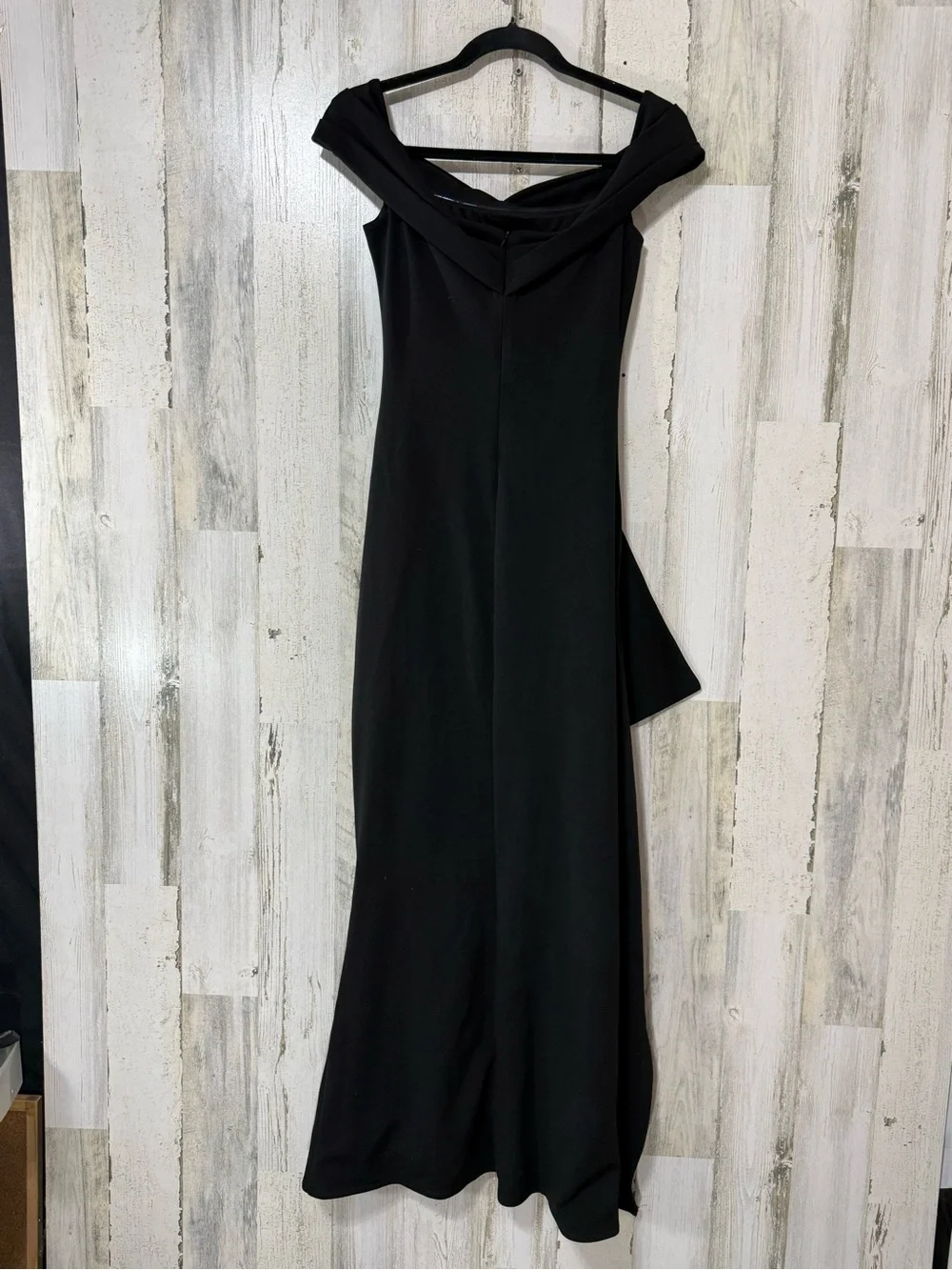 Babyboo Sexy Gown One-Shoulder Black Draped Evening Dress High Front Slit